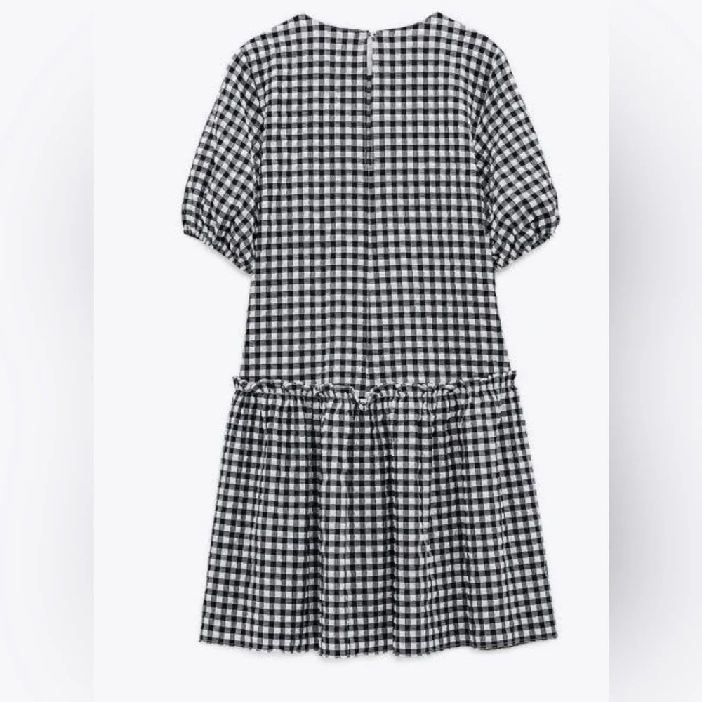Zara | Black and White Gingham Tiered Mini Dress - Picture 2 of 7
